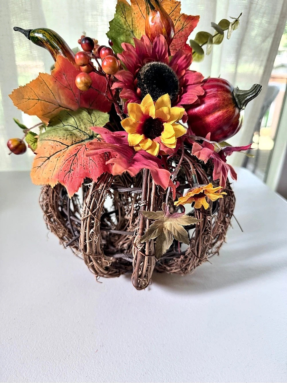 Fall Pumpkin Floral Wreath Decor